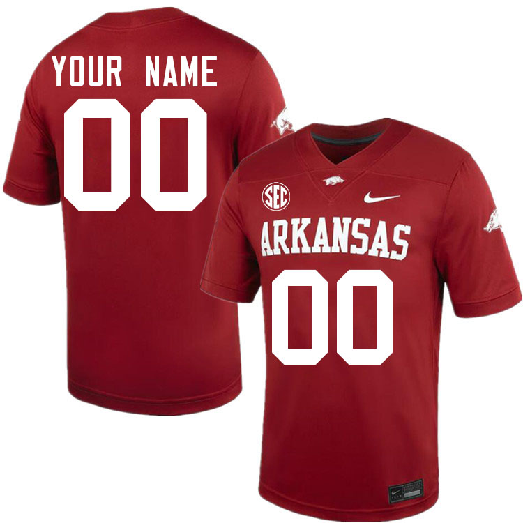 Custom Arkansas Razorbacks Name And Number Football Jersey-Cardinal